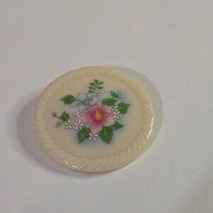 Vintage Avon Porcelain Floral Transfer Brooch